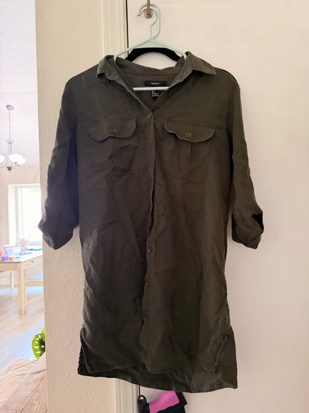 Forever 21 Olive Green Button-Down Shirt